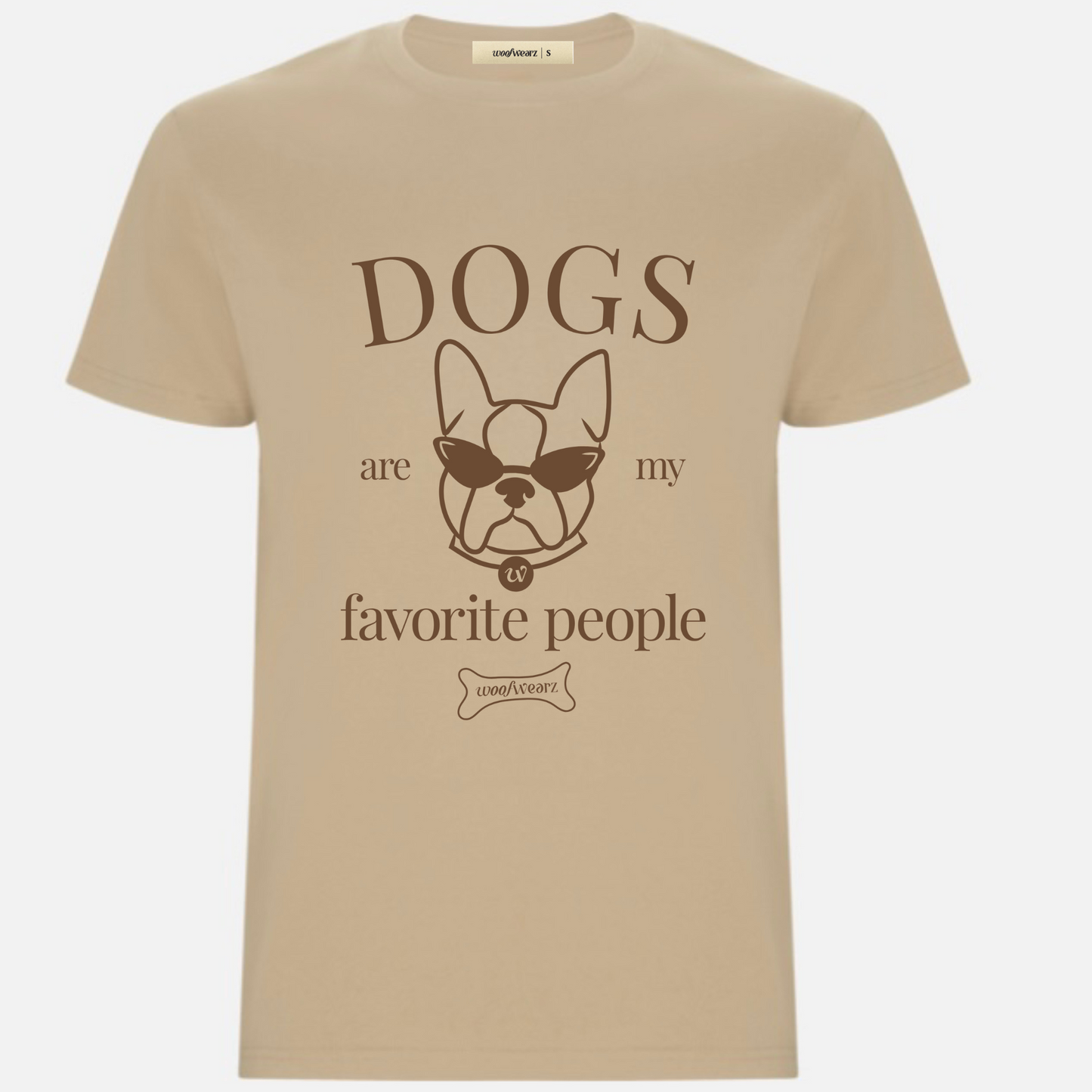 Camiseta bulldog frances Dog Lover con frase “Dogs are my favorite people” estampada