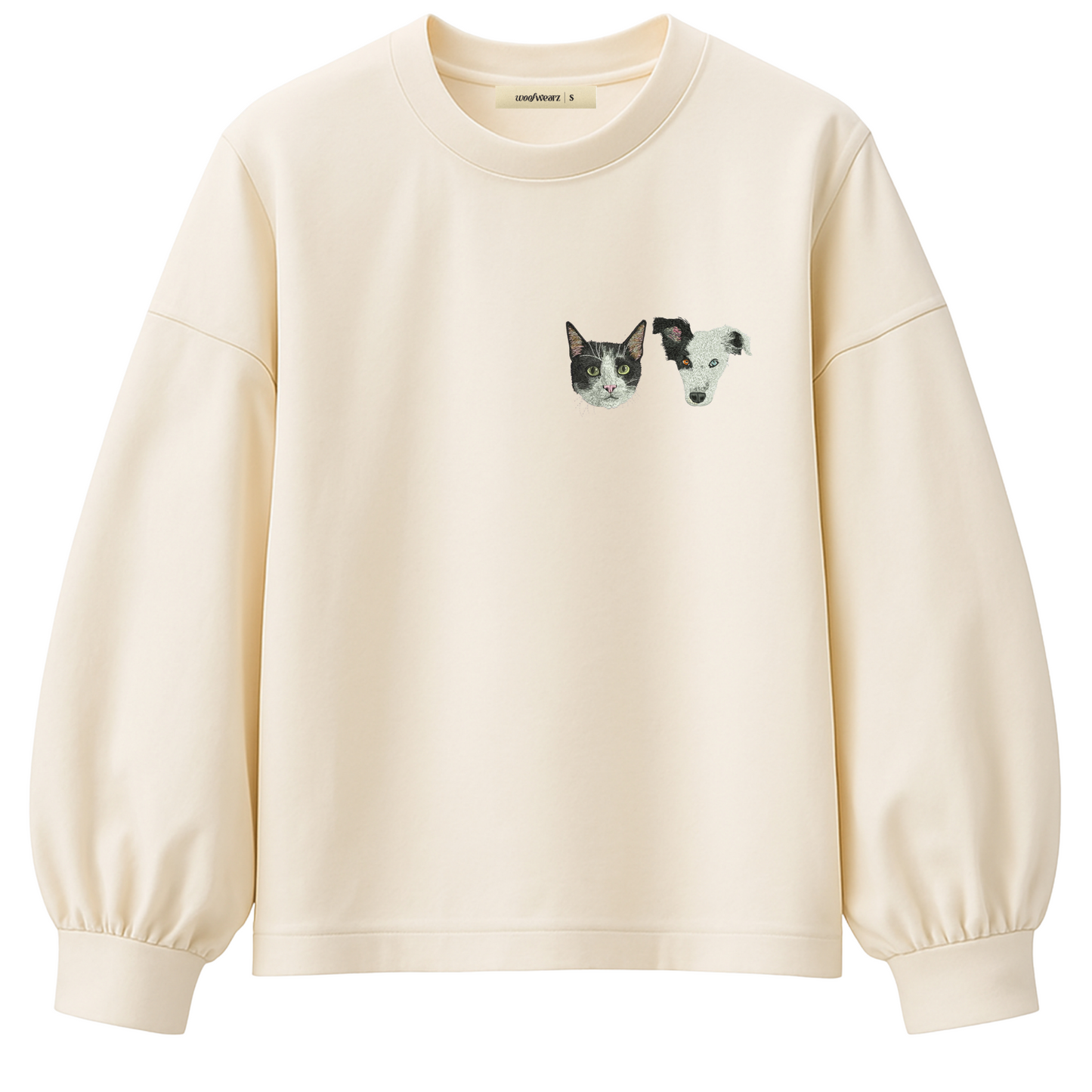 Sudadera mujer personalizada con cara bordada de mascota Woofwearz