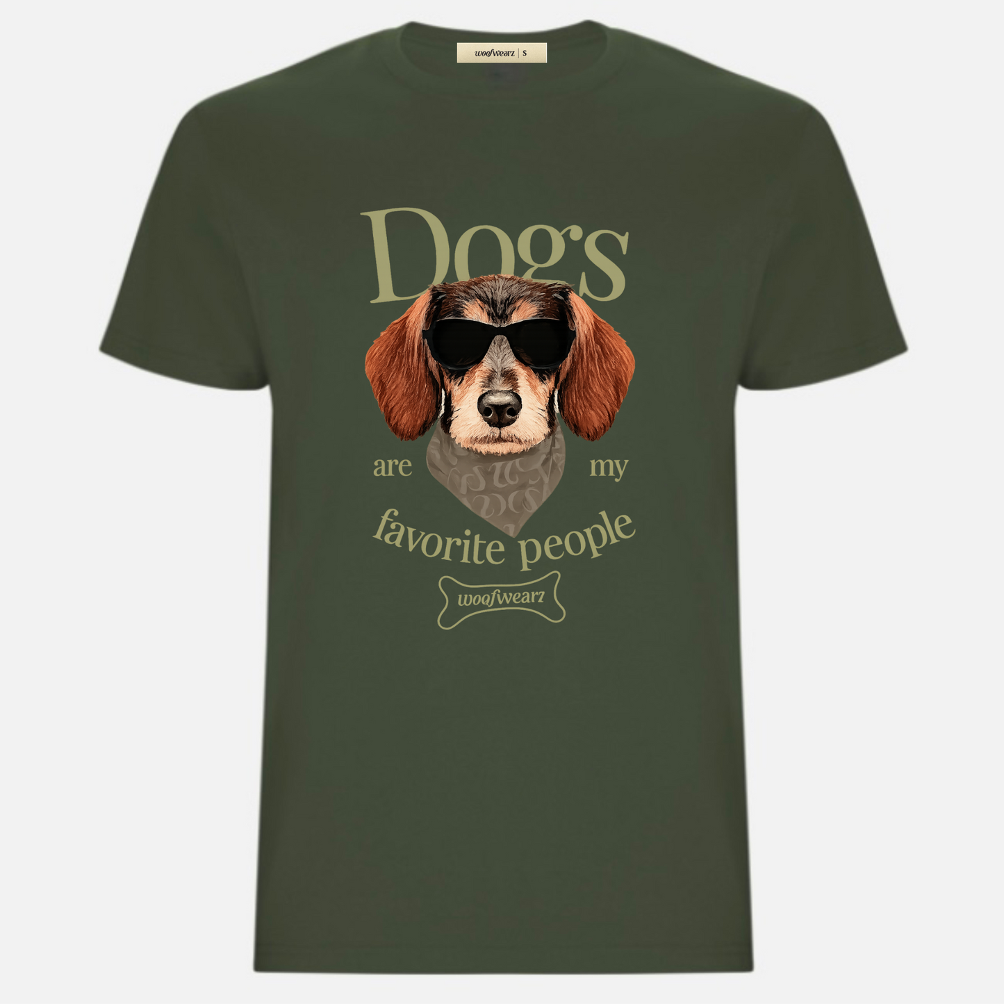Camiseta color verde original Woofwearz para pet lovers con diseño en full color