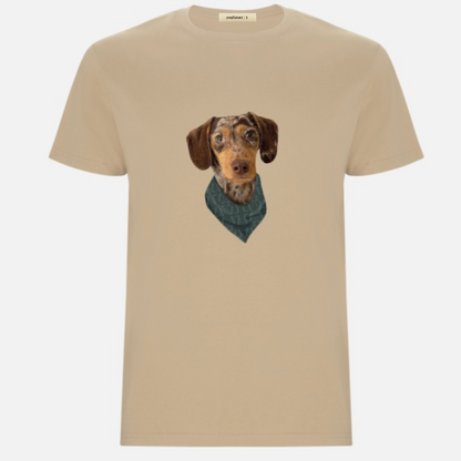 Camiseta color arena personalizada diseño Bandana con nombre de mascota – Woofwearz