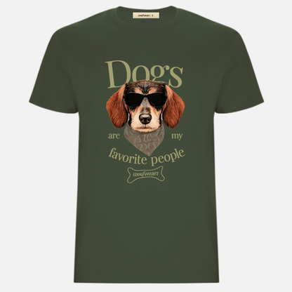 Camiseta  color verde original Woofwearz para pet lovers con diseño en full color